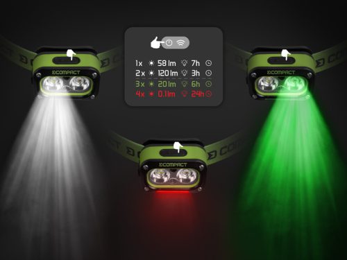 Delphin COMPACT fejlámpa 3W/120lm/1200mAh