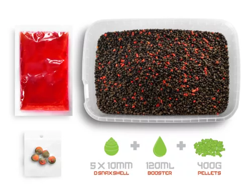 Pellet box Delphin Reaxe READY&GO Fr. kolbász–Chili/400g+120ml booster+10mm waft