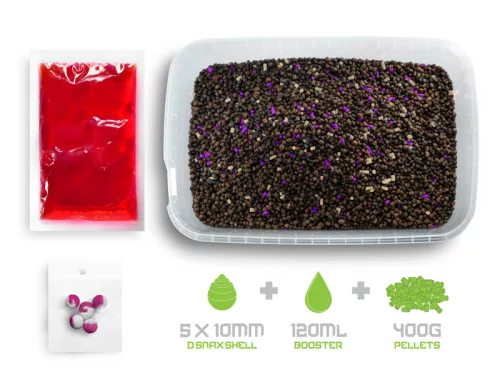 Pellet box Delphin Reaxe READY&GO Szilva–Eperfa/400g+120ml booster+10 waft