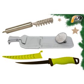 KARÁCSONYI FLUO FILÉZŐ SZETT HALTISZTÍTÓ DESZKÁVAL