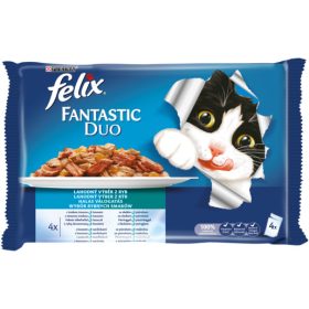   FELIX FANTASTIC DUO Halas válogatás aszpikban nedves macskaeledel 4x100g