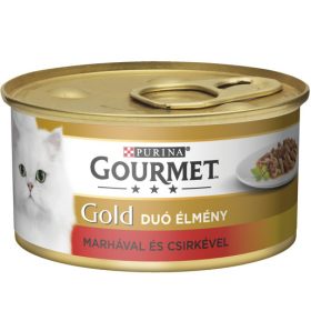  GOURMET GOLD Csirkével és marhával duó élmény nedves macskaeledel 85g