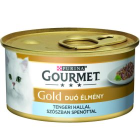   GOURMET GOLD Tengeri hallal szószban spenóttal duó élmény nedves macskaeledel 85g