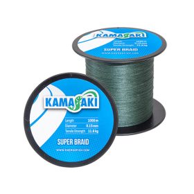 BRAIDED LINE KAMASAKI SUPER BRAIDED, GREEN, 1000M, 0,20MM