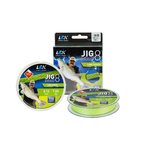 BRAIDED LINE L&K JIG BRAID 8 TEFLON, LIME GREEN, 110M, 0,10MM