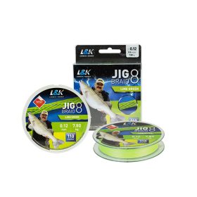   BRAIDED LINE L&K JIG BRAID 8 TEFLON, LIME GREEN, 110M, 0,18MM