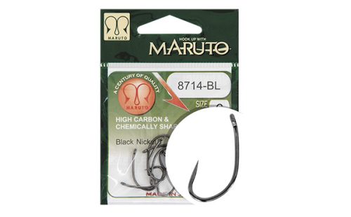 HOOK MARUTO HOOK 8714-BL, BARBLESS, BLACK NICKEL, (10 pcs/pack), SIZE 4