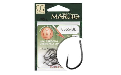 HOOK MARUTO 8355-BL, BARBLESS, BLACK NICKEL, (10 pcs/pack), SIZE 2