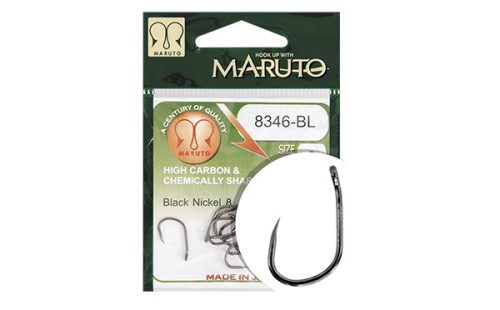HOOK MARUTO 8346-BL, BARBLESS, BLACK NICKEL, (10 pcs/pack), SIZE 8