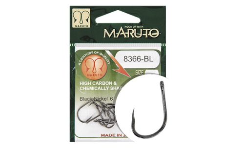 HOOK MARUTO 8366-BL, BARBLESS, BLACK NICKEL, (10 pcs/pack), SIZE 8