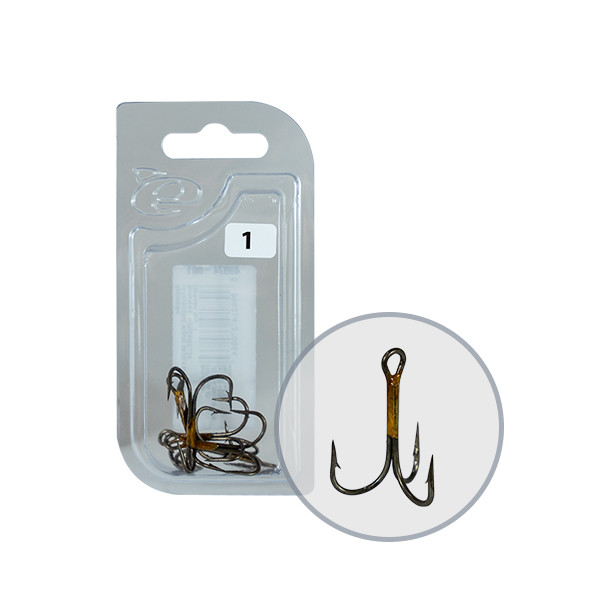 TREBLE HOOK WIZARD 974M 2X, BRONZE, (6 pcs/pack), SIZE 10