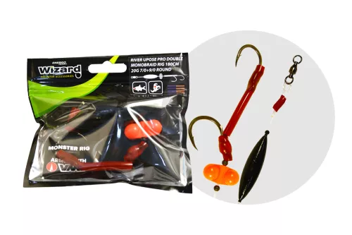 WIZARD MONSTER RIVER UPOSE PRO DOUBLE MONOBRAID RIG 30G 7/0+9/0 CLASSIC