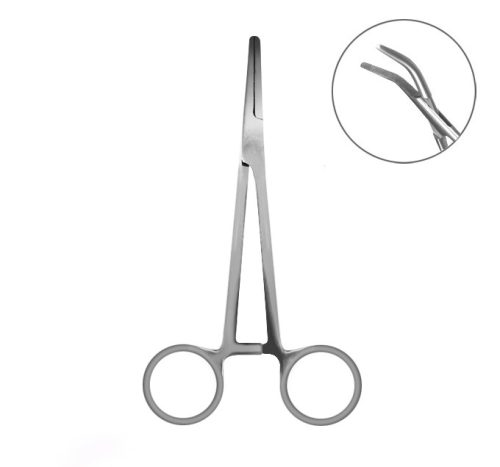 Curved forceps Delphin 13cm