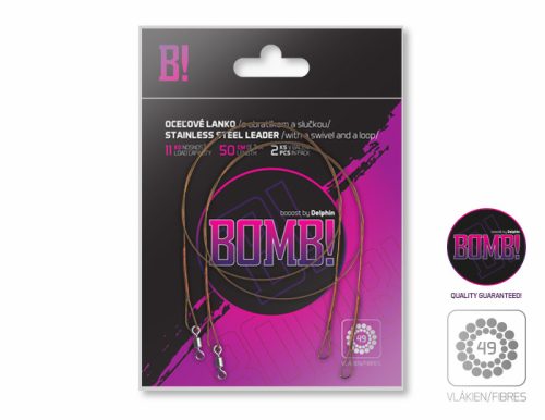 Acélhuzal BOMB! forgóval és füllel / 49 száll 2db/50cm/11kg
