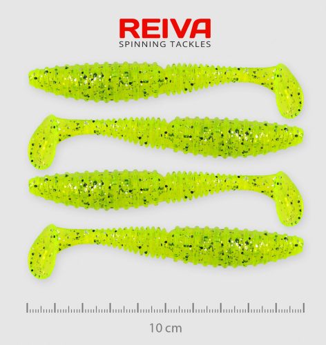 REIVA Zander Power Shad 10cm 4db/cs (Poppy Green)