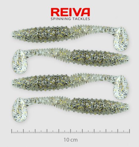 REIVA Zander Power Shad 10cm 4db/cs (Salt and Pepper)