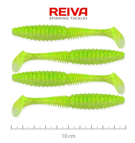 REIVA Zander Power Shad 10cm 4db/cs (Flash Chartreuse)
