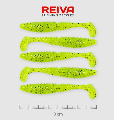 REIVA Zander Power Shad 8cm 5db/cs (Poppy Green)