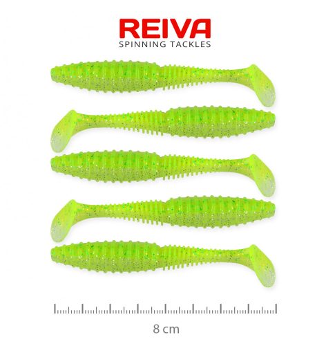 REIVA Zander Power Shad 8cm 5db/cs (Flash Chartreuse)