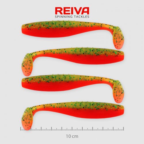 REIVA Flat Minnow shad 10cm 4db/cs (Crazy Tomato)