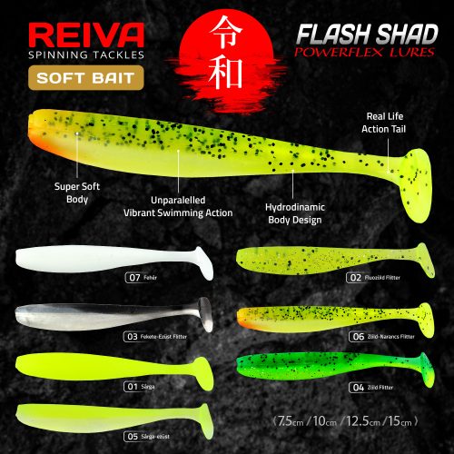 REIVA Flash Shad 12.5cm 3db/cs  (Poppy green)