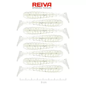 REIVA Reiva Stream Shad 8cm (Pearl White Dots)