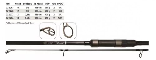 Marshal Slim Carp horgászbot SIC 50, 13 col, 3,5 lb, 2 részes, 490 g