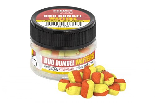FC Duo Dumbel Wafters horogcsali, O8x12 mm, édes kukorica, eper, sötét narancssárga, 15 g