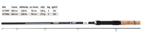 CZ Cork Action Carp horgászbot, 300 cm, 3 lb, 2 részes, 220 g