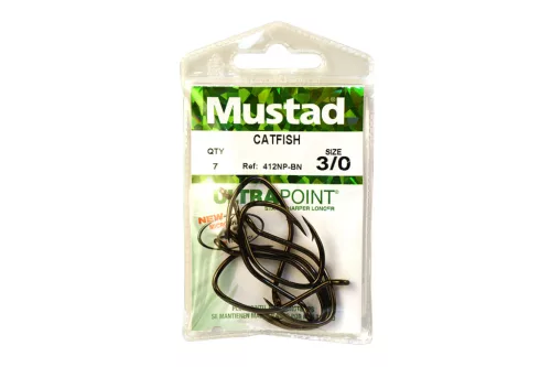 MUSTAD ULTRA NP SINGLE CATFISH, BLACK NICKEL 3/0 8DB/CSOMAG