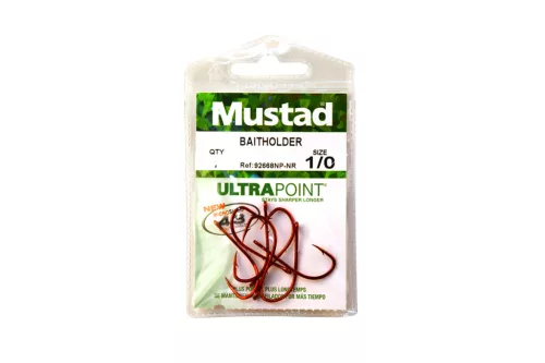 MUSTAD RED BAITHOLDER HOOK 4 14DB/CSOMAG