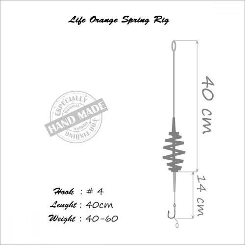 LIFE-ORANGE CARP RIG ''SPRING'', (1 HOOK, FOR BOILIES, #4), 40G FENEKEZŐ SZERELÉK
