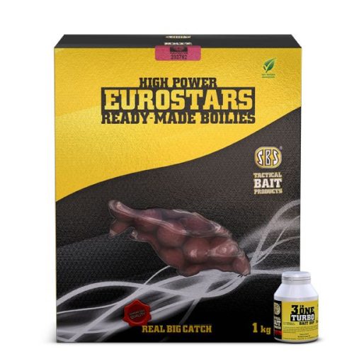 EUROSTAR READY-MADE BOILIES SQUID-OCTOPUS-STRAWBERRY 20 MM 1 KG + 50 ML 3 IN ONE TURBO BAIT DIP
