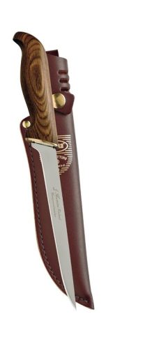 Marttiini Presentation filézőkés 15cm (bőrtokkal), barna